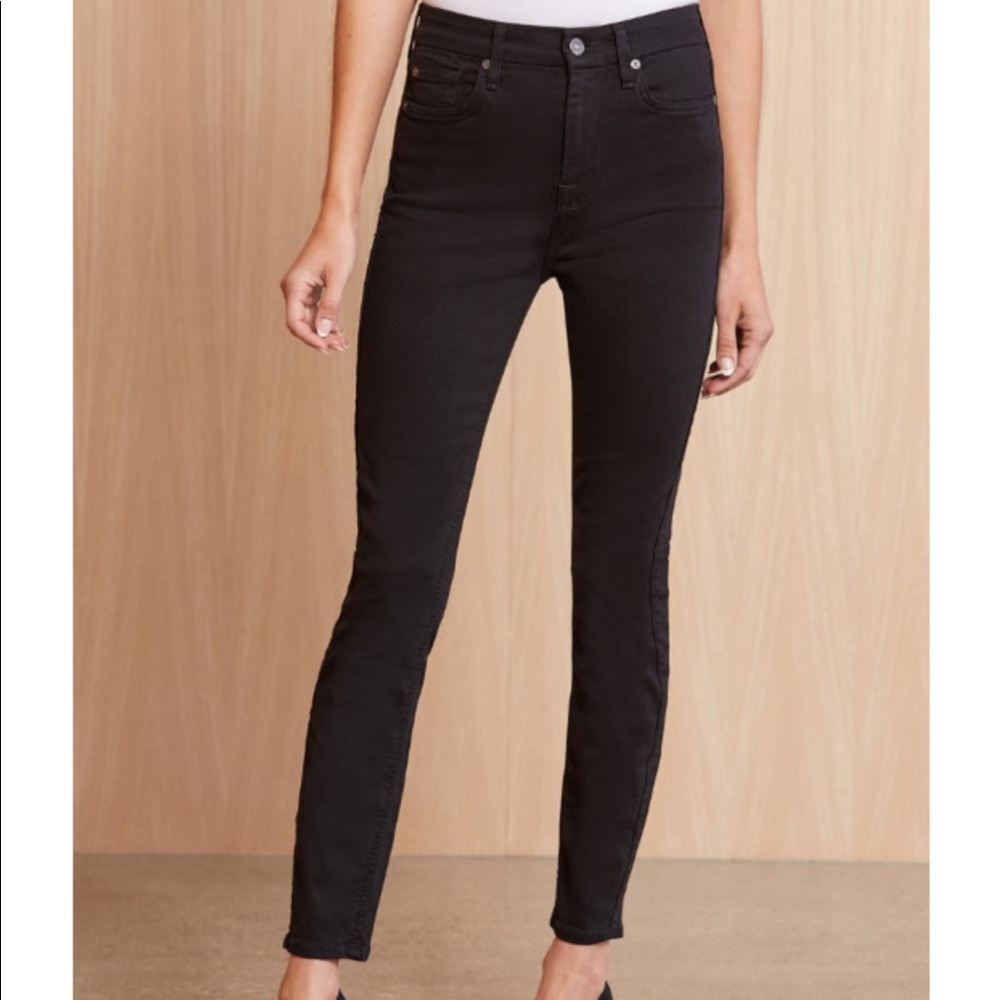 7 for all mankind black high waist skinny jeans